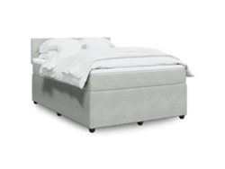 Cama Box Spring Con Colchón Terciopelo Gris Claro 140x200 Cm