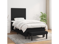 Cama Box Spring Con Colchón Tela Negro 100x200 Cm