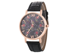 Reloj De Pulsera De Cuarzo Casual Unisex Con Dial Redondo Y Correa De Cuero Pu Negro Zhoulianfa
