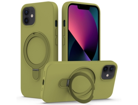 Funda Mobile Phone Cases Magsafe Liquid With Ring para iPhone 12 Silicona Verde