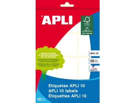 Etiquetas Manuscritas APLI (Blanco - 10 36 X 40 mm)
