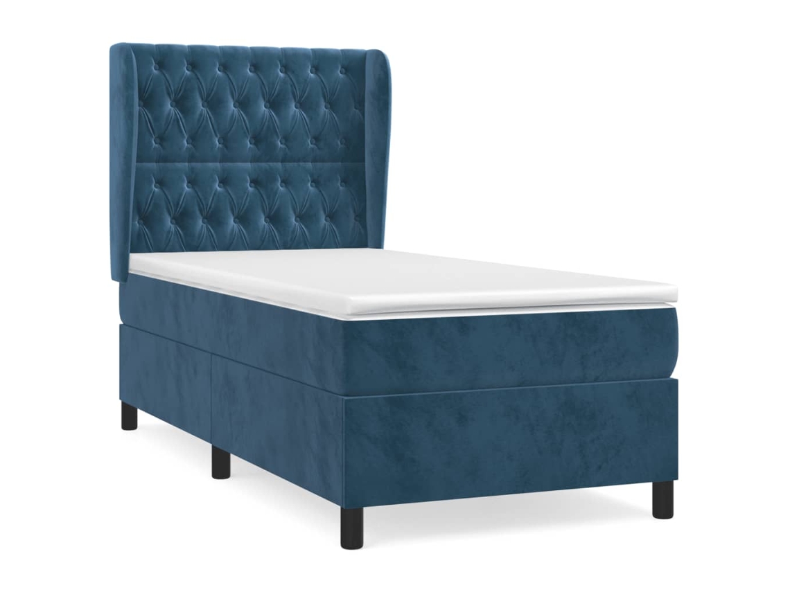 Maison Exclusive - Cama Box Spring Con Colchón Terciopelo Azul Oscuro 80x200 Cm