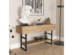 Mesa consola Lappeenranta con estante y 2 puertas Metal/Aglomerado 139x43x76 cm Roble e Negro [EN.CASA]