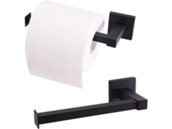 Portarrollos De Papel Higiénico Cuadrado Negro Para Baño Con Perforaciones, Fácil Instalación Y