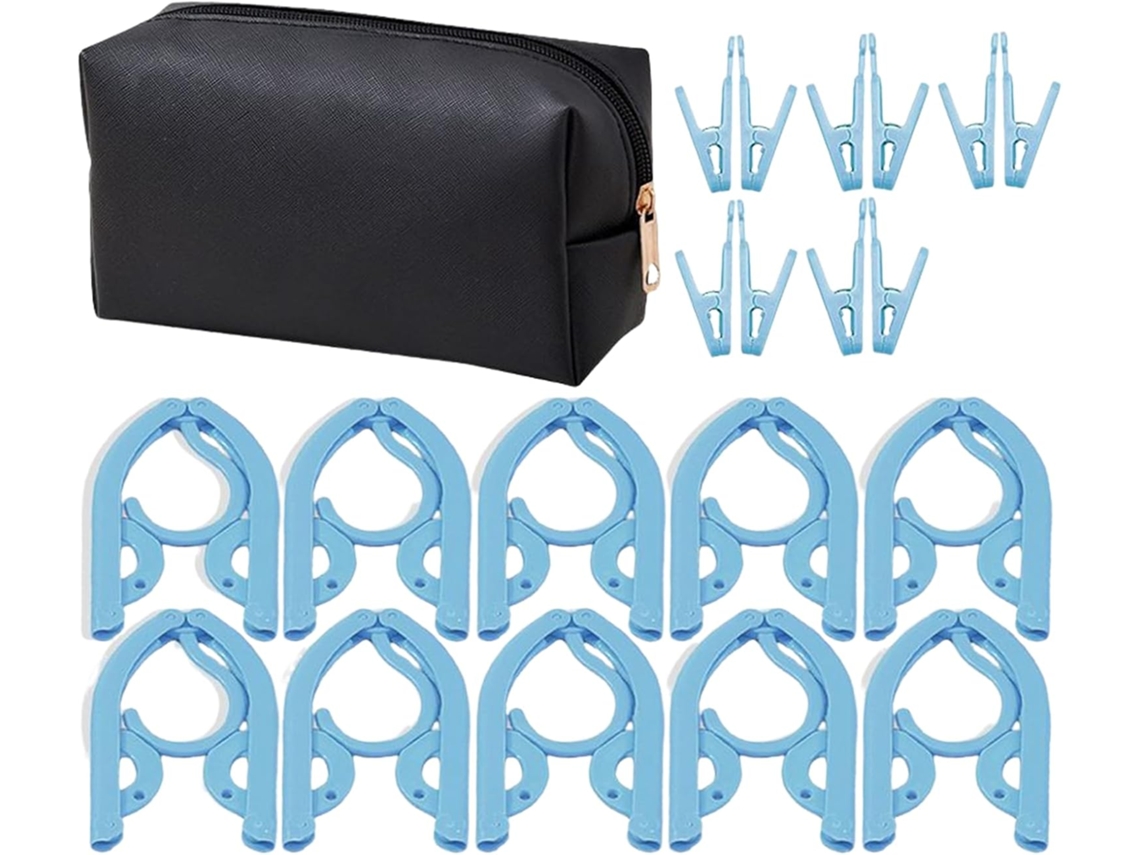 Perchas De Viaje | 10 Con Clips Plegables, Organizador Para Armario, Hogar, Camping, Habitación De Estudiante