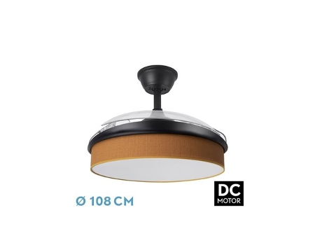 Ventilador DC Moda 72W Negro/Naranja 3 Aspas FABRILAMP