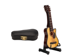 Modelo De Guitarra Miniatura Marrón Rojizo Longitud 3.3in Con Soporte Decoración De Guitarra Mini