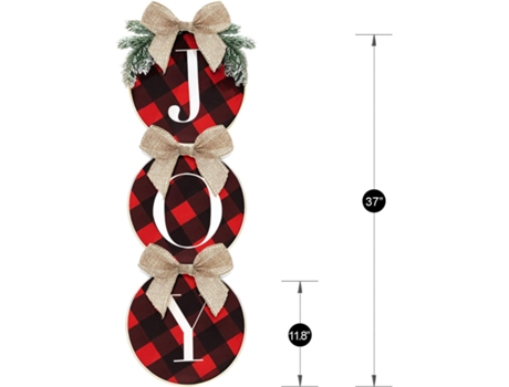 Adorno de Navidad ZMDECQNA Decoraciones Letrero Alegría Corona Cuadros Puerta Delantera Decoración Vacaciones Arpillera Rústica Hogar Madera Multic...