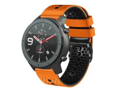 Correa Smartwatch para Amazfit GTR 47mm 22mm Silicona Perforada Bicolor (Naranja + Negro)