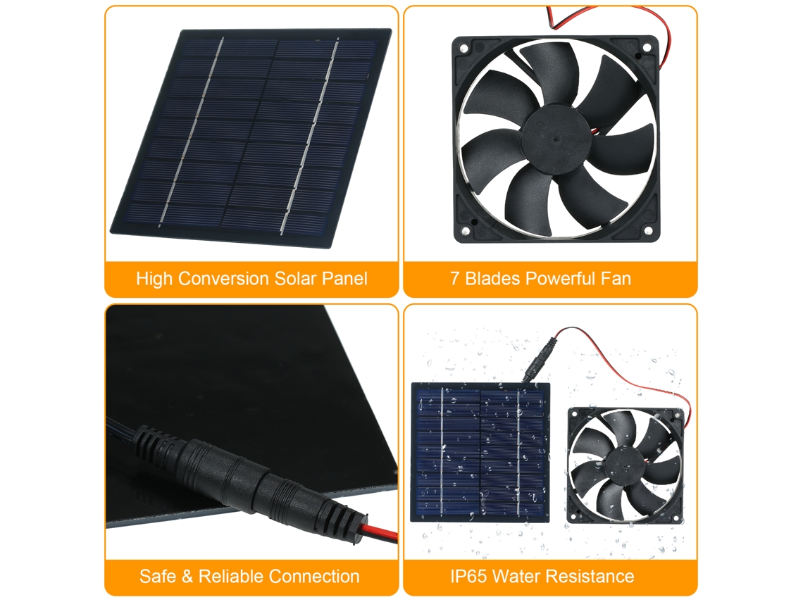 2026-ventilador Solar Pequeño 5w 6v Ip65 Resistente Al Agua Para Casa De Perros, Pollos, Invernaderos Y Techo De Rv