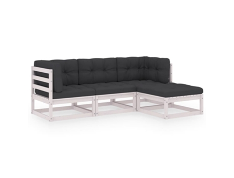 Conjunto 4 de muebles de jardín VIDAXL y cojines madera pino maciza