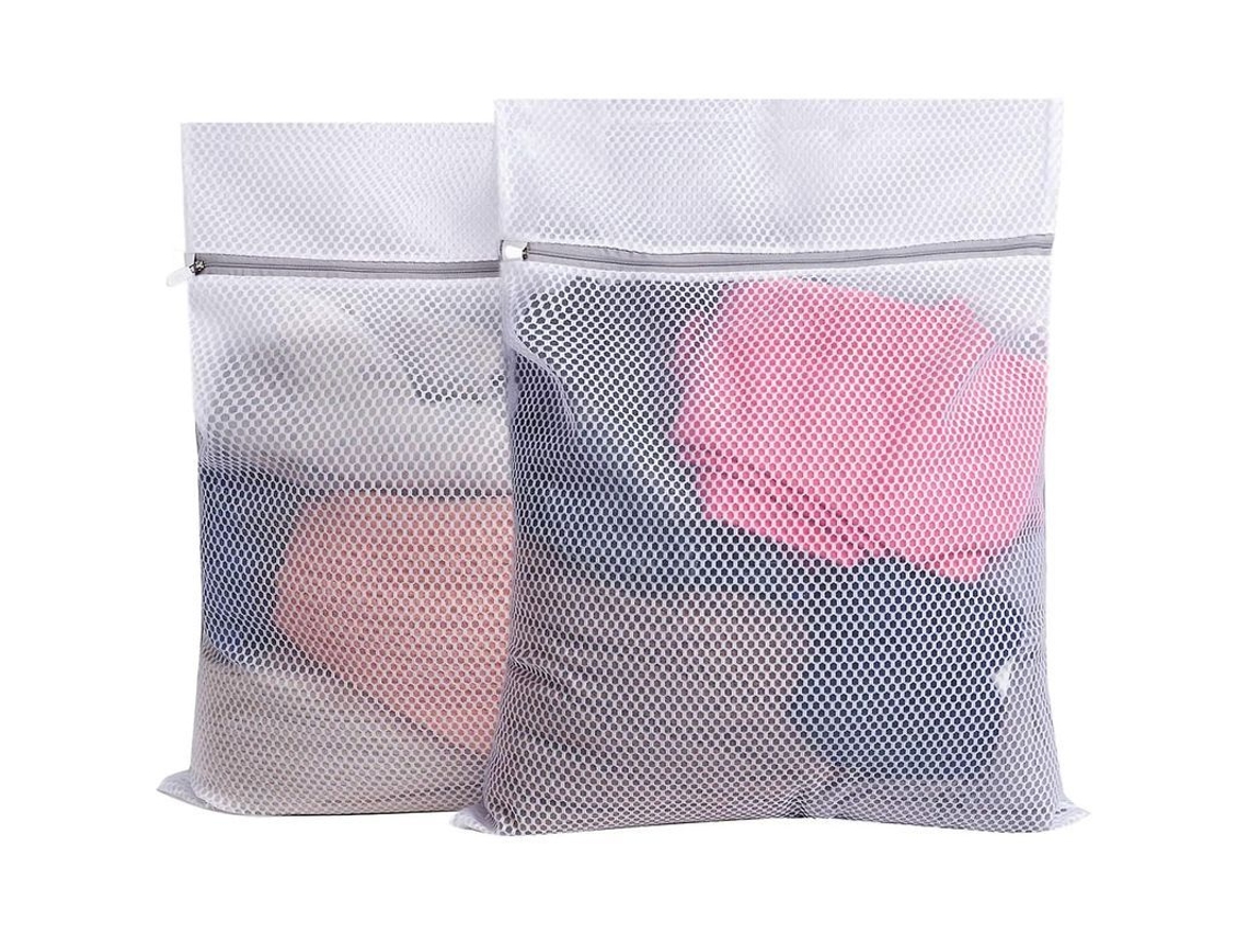 Bolsas de lavandería de malla de panal de alta resistencia Fastst 2 con cremallera para ropa grande y artículos del hogar. INSTRUCCIONES DE CUIDADO.