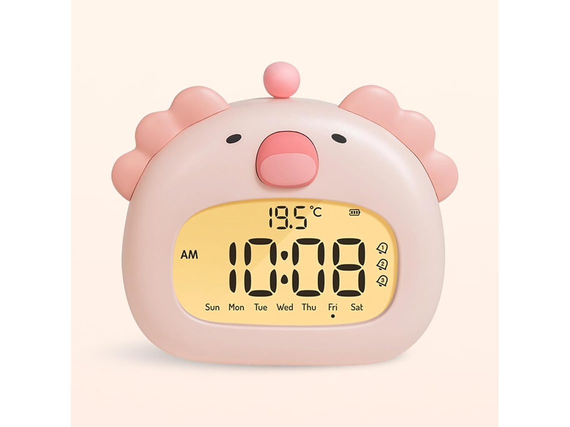 Despertador Infantil, Despertadores Con Ajolote Rosa Y Luz Nocturna, Regalos Para Niñas, Lindos Relojes Digitales (rosa)