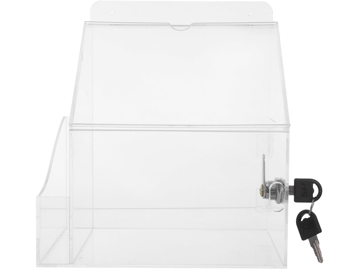 Caja De Donaciones De Acrílico Transparente Con Cerradura Para Recaudación De Fondos Y Votación.