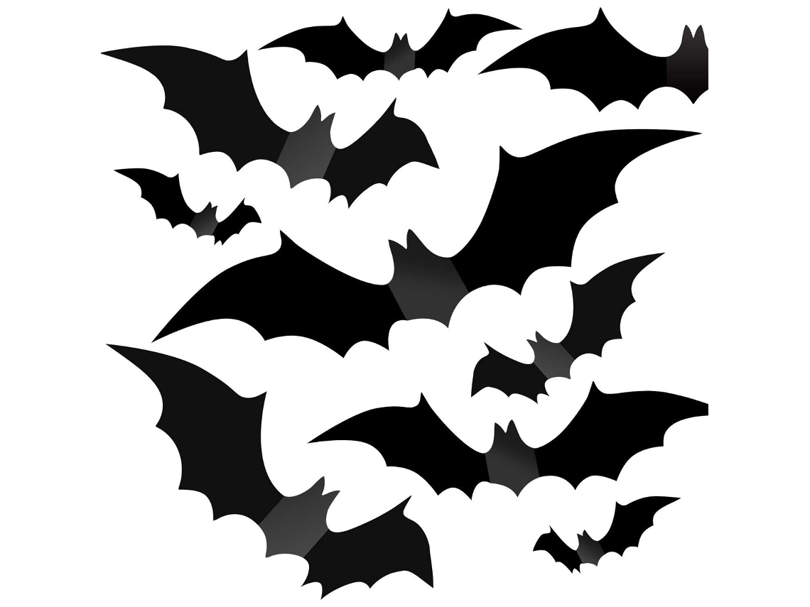 Decoraciones de Halloween 56 murciélagos 3D en PVC reutilizable