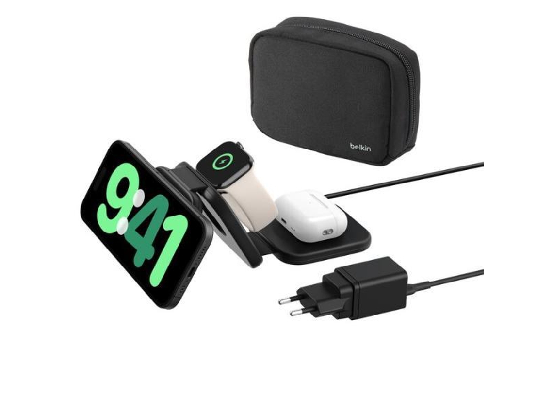 Cargador de viaje Boostchrg Pro 3 en 1 Qi2 de 15 W de Belkin