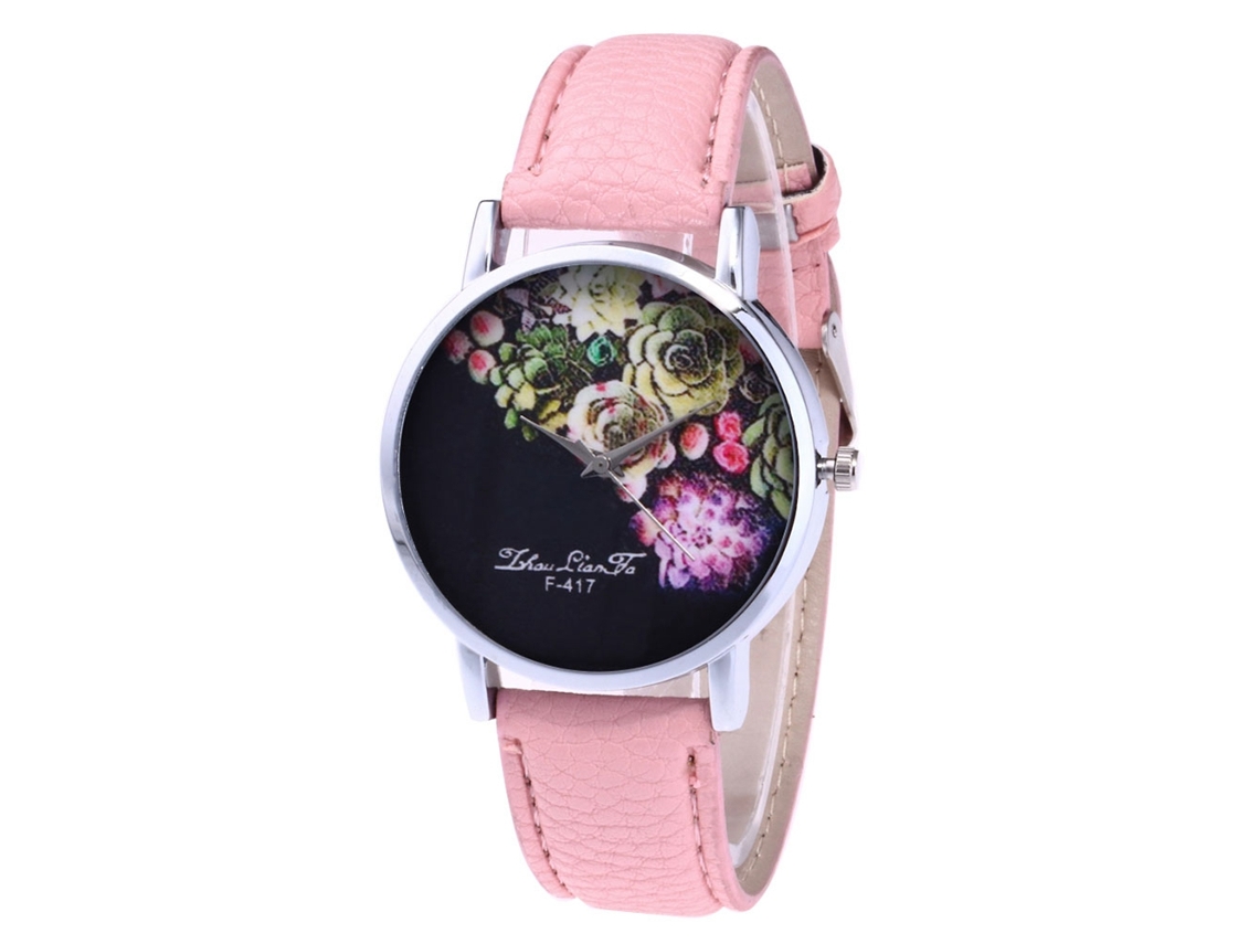 Reloj Casual De Moda Unisex Zhoulianfa De Cuarzo Con Correa De Cuero Rosa