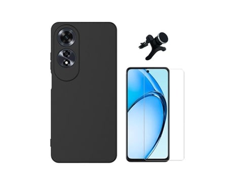 Funda Clearglass Carro Compativel para Oppo Oppo A60 PHONECARE Resistente Negro