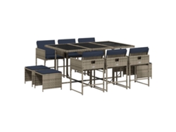 Maison Exclusive - Conjunto De Comedor De Jardín De 11 Piezas Con Cojines, Poliratán Gris