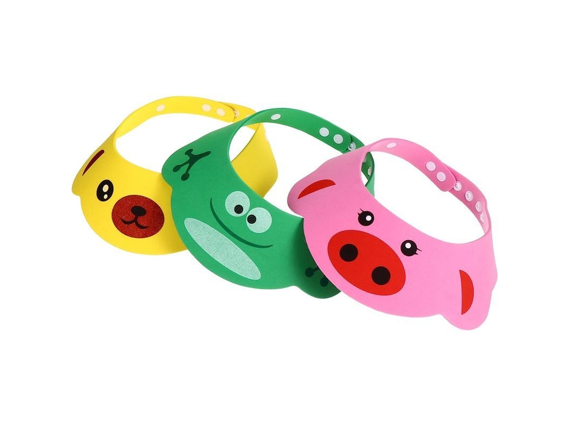 Conjunto De 3 Gorros De Baño Para Bebé, Con Funda Ajustable De Eva Para Champú, Protección Para Ojos Y Oídos, Color Rosa, Amarillo Y Verde.