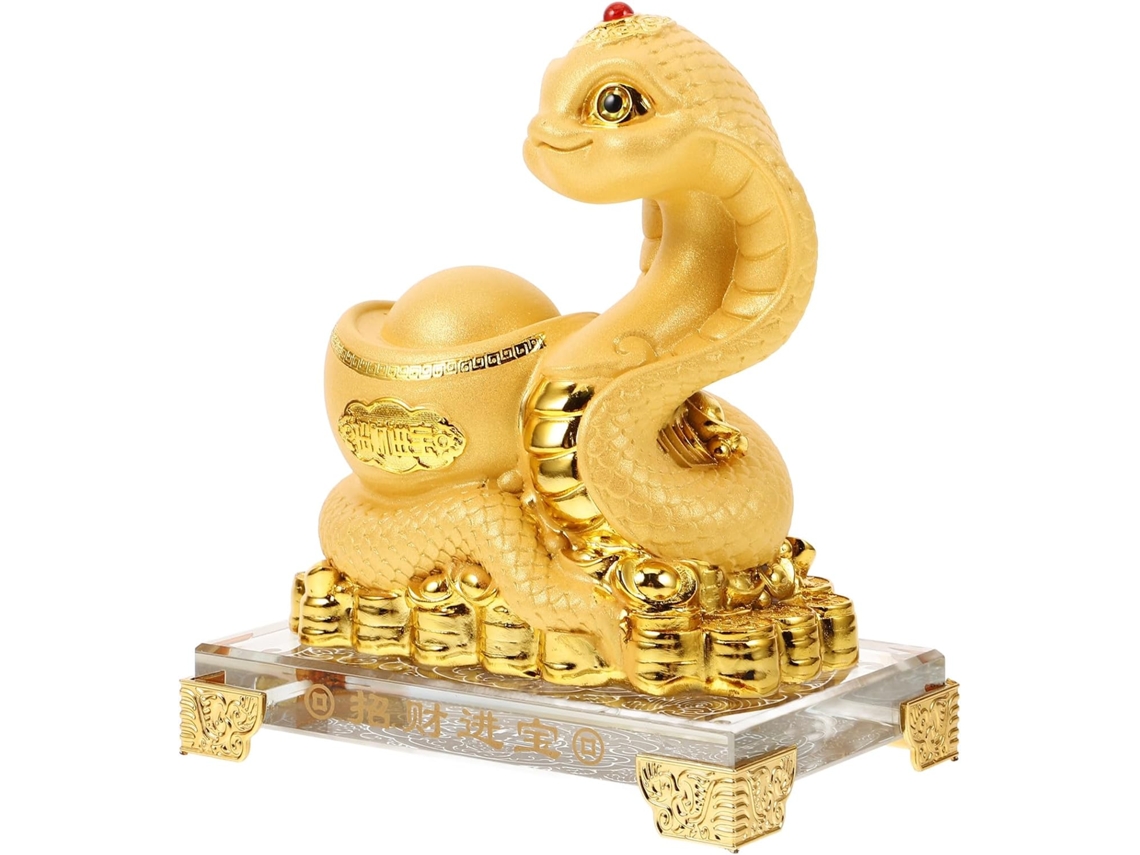 Figura Serpiente Dorada Resina Decoración Nuevo 2025 Elegante Adorno Simboliza Prosperidad Eventos Banquetes
