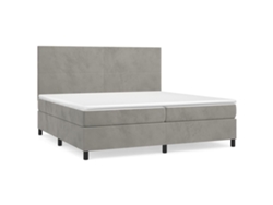 Maison Exclusive - Cama Box Spring Con Colchón Terciopelo Gris Claro 200x200 Cm