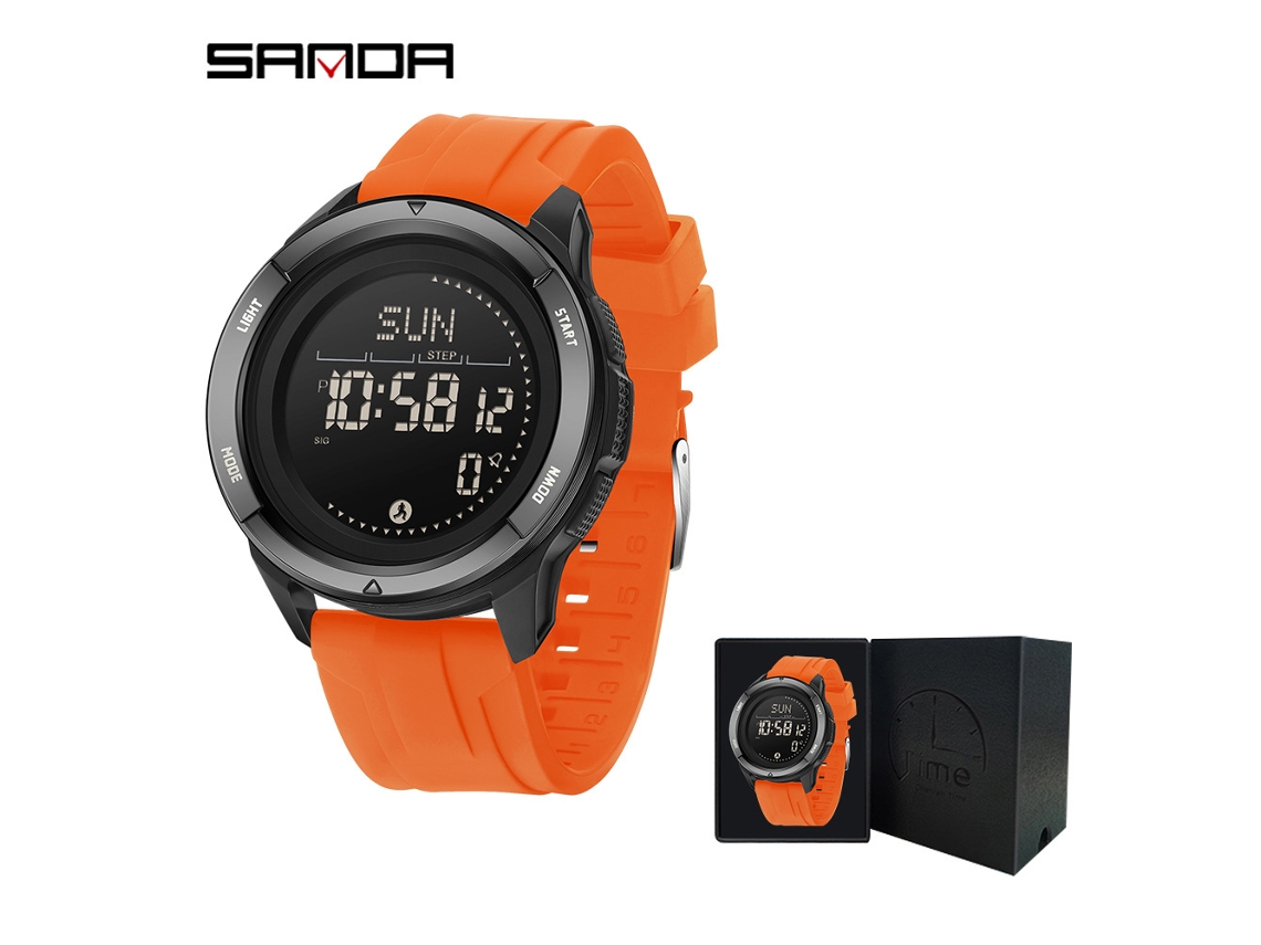 Reloj Electrónico (naranja Silicona) Con Brújula, Metrónomo, Resistente Al Agua, Podómetro Multifuncional, Reloj Deportivo.