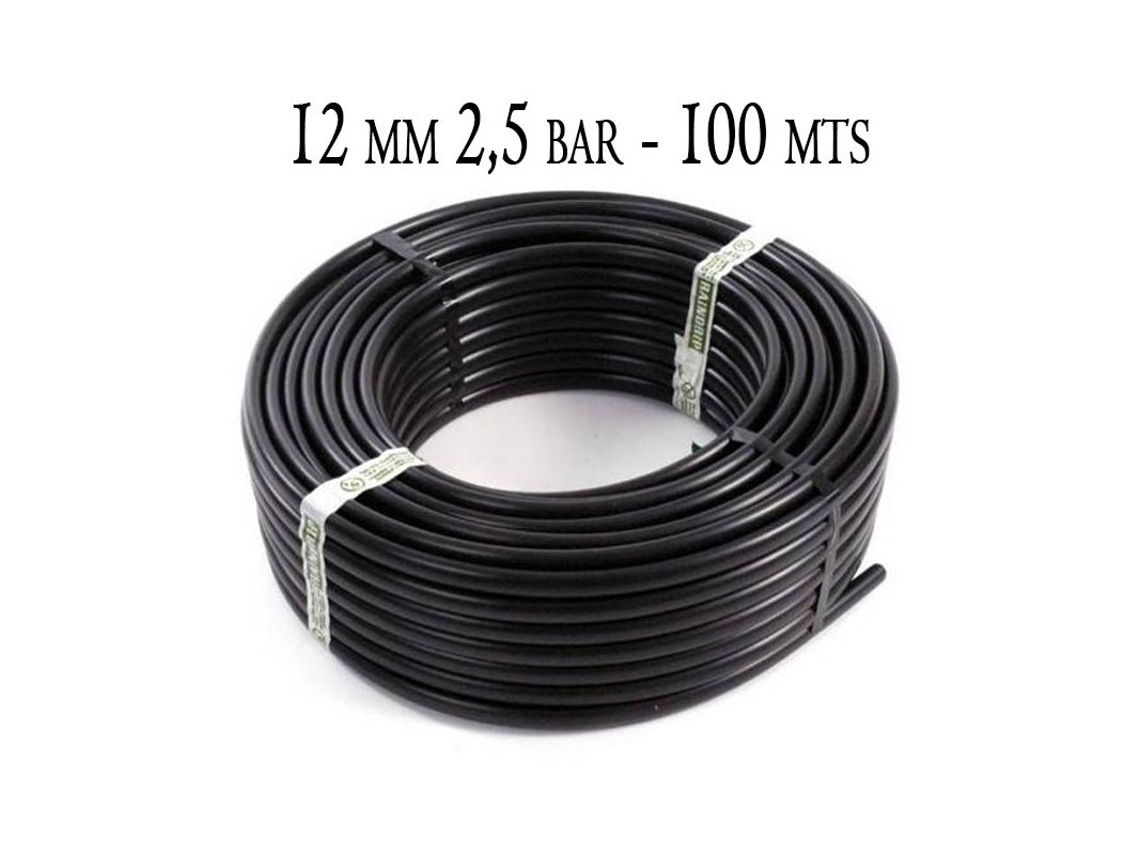 Tuberia Polietileno Agricola 12 Mm 2,5 Bar 100M Negro SUINGA