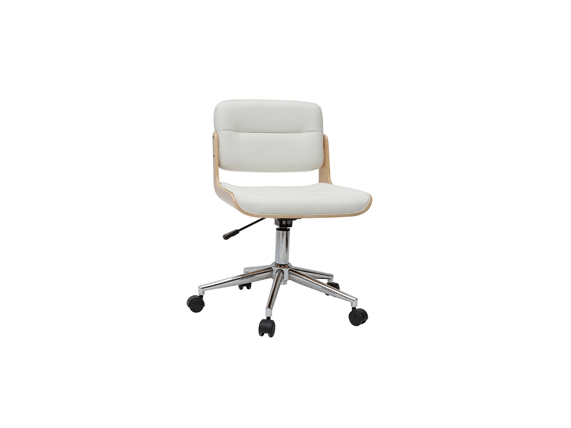 Silla de Escritorio Giratoria Blanca Con Madera Clara Aramon MILIBOO