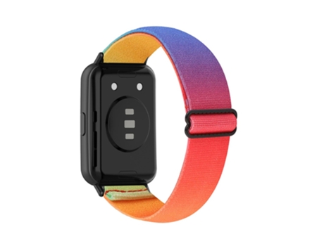 Correa de nailon trenzado respirable estilo etnico para Huawei Watch Fit 2 - color del arcoiris