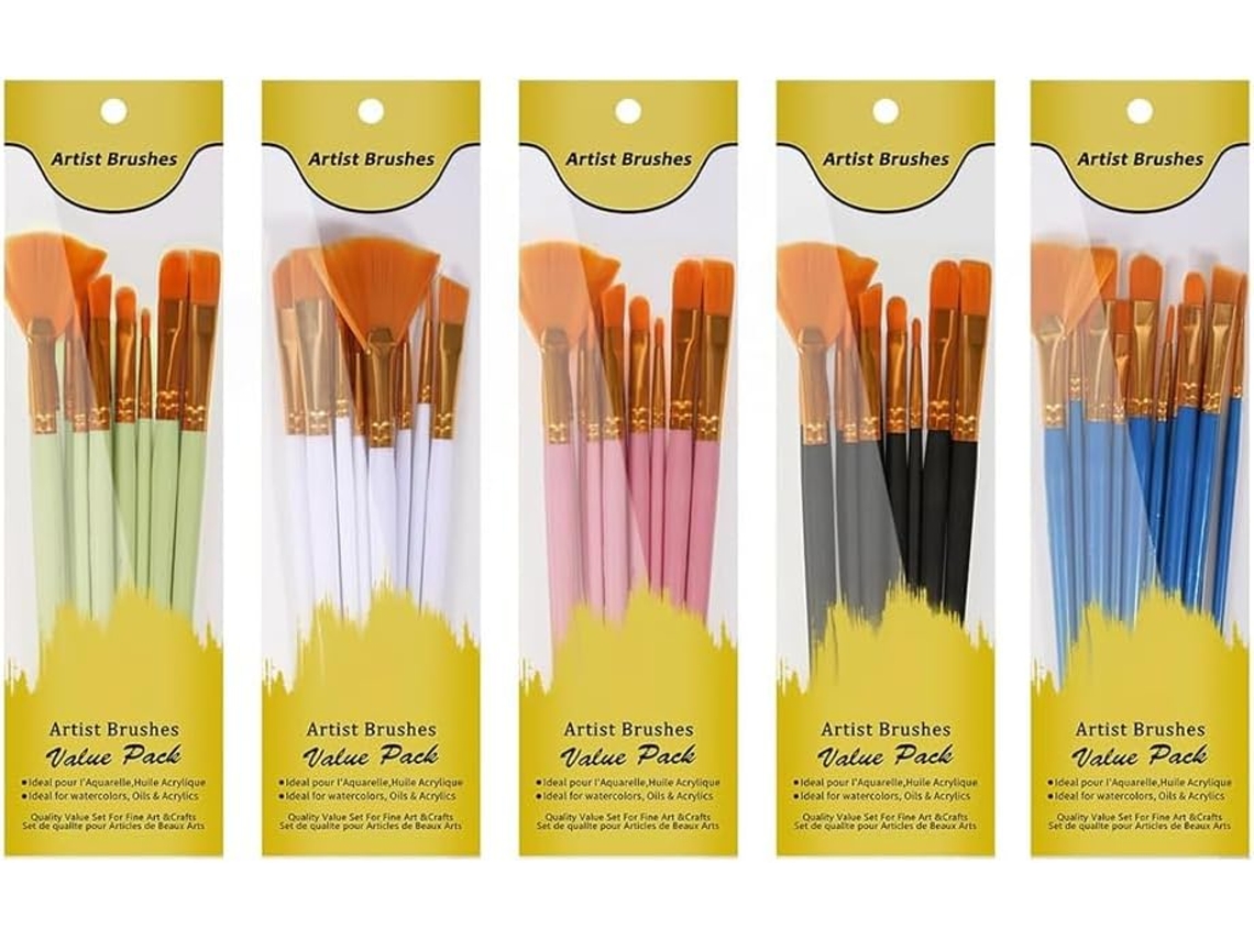 Juego De Pinceles Para Pintura Acrílica, 5 Paquetes/60 Pinceles Para Acuarela, Cabezal De Pincel