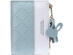 Cartera pequeña de piel sintética para niñas - Monedero y tarjetero con colgante de borla - Azul