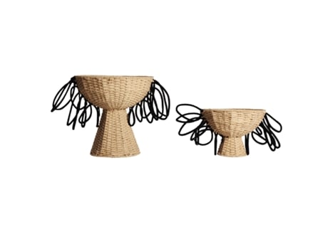 Cesto J-2 Wica, de Fibra Natural, en color Negro-Natural, de 40x40x42cm LASTDECO