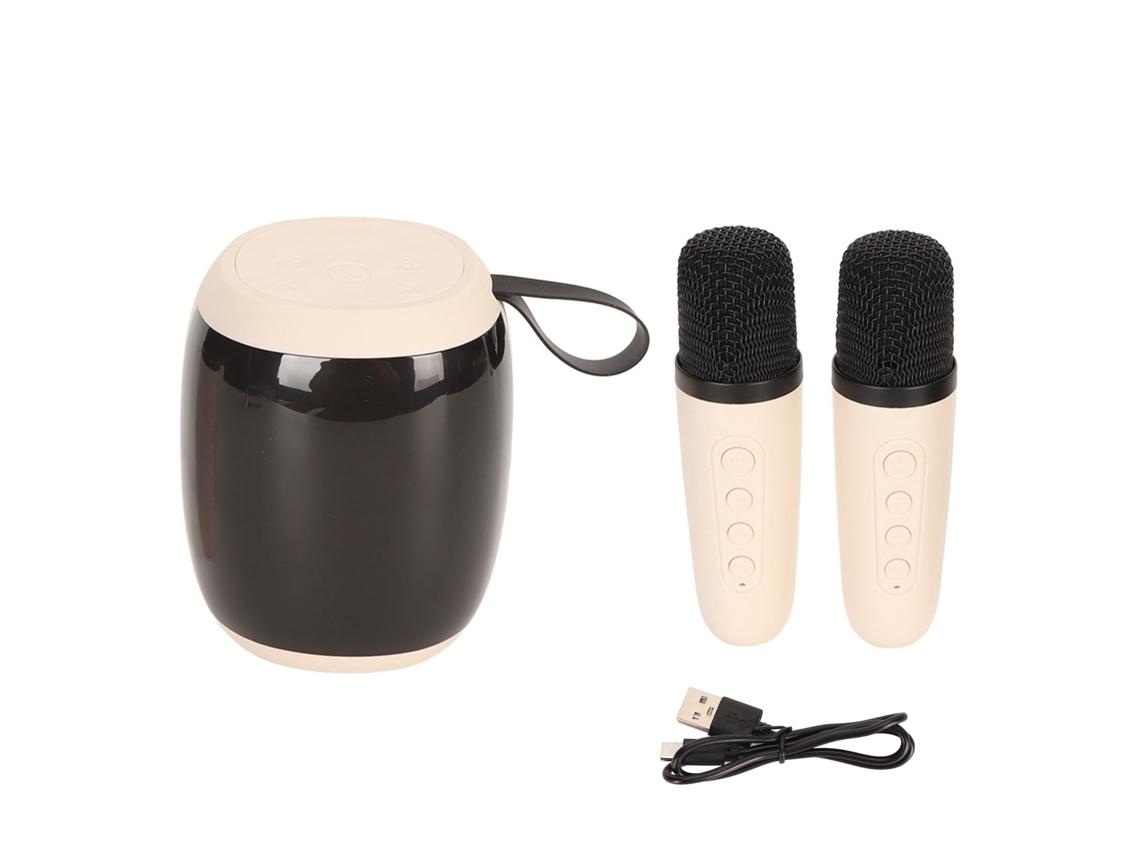 Altavoz Bluetooth Con 2 Micrófonos, Luz Rgb, Máquina De Karaoke Portátil, Blanco