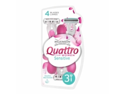 Hojas de afeitar Quattro Sensitive para mujer, paquete de 3, de Wilkinson