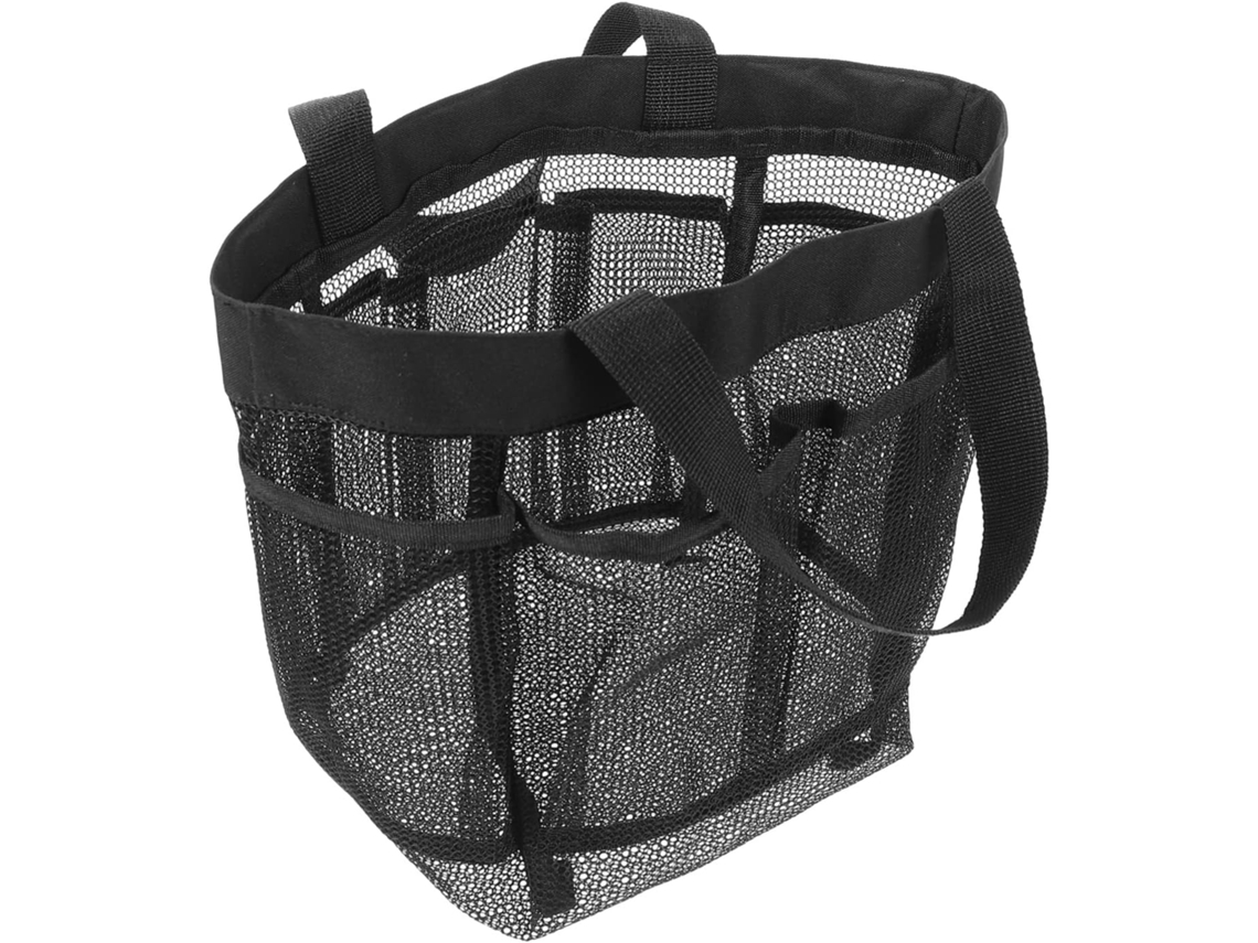 Neceser Portátil De Malla De Gran Capacidad, Nailon Negro, Unisex, Ideal Para La Playa, El Baño Y El Camping.