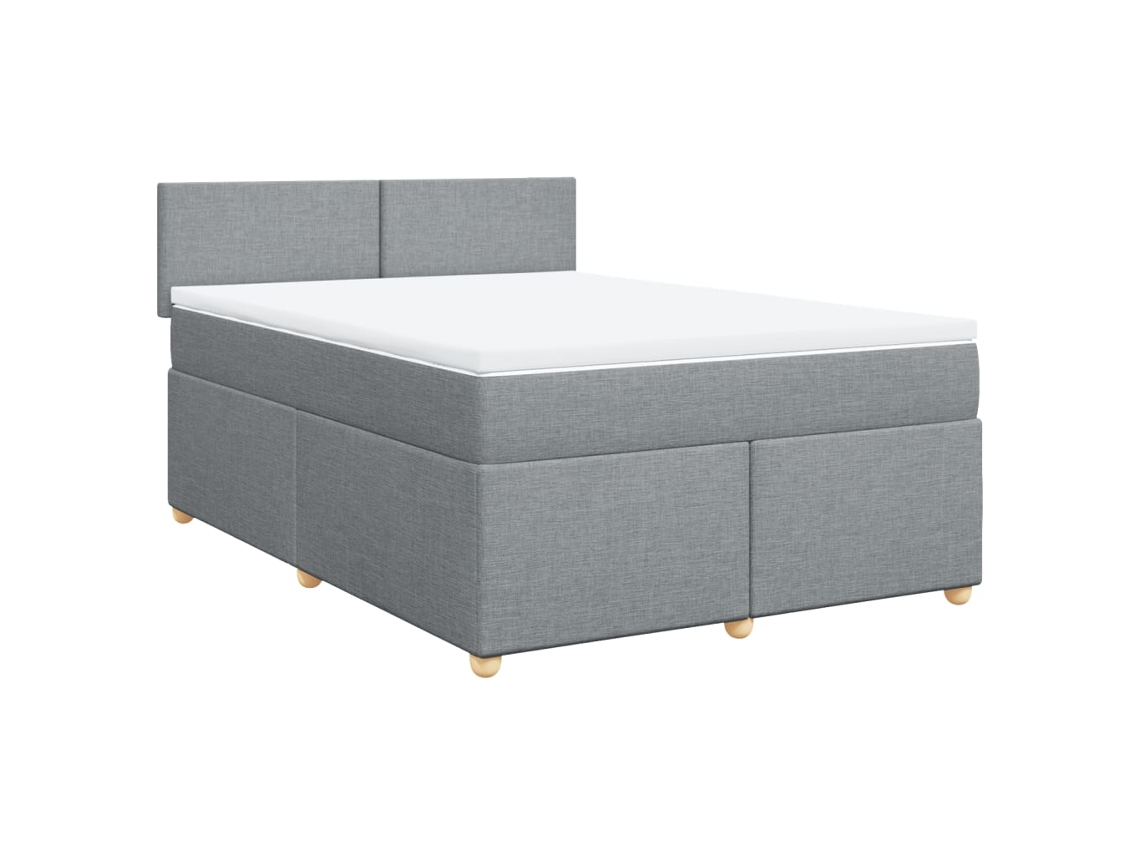 Maison Exclusive - Cama Box Spring Con Colchón Tela Gris Claro 160x200 Cm