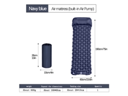 Colchoneta de camping Digitallab ultraligera, inflable con pedal, 190 x 60 cm, Lt04 (azul marino)