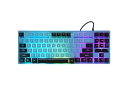 Teclado para juegos con cable, 87 teclas y retroiluminación azul oscuro.