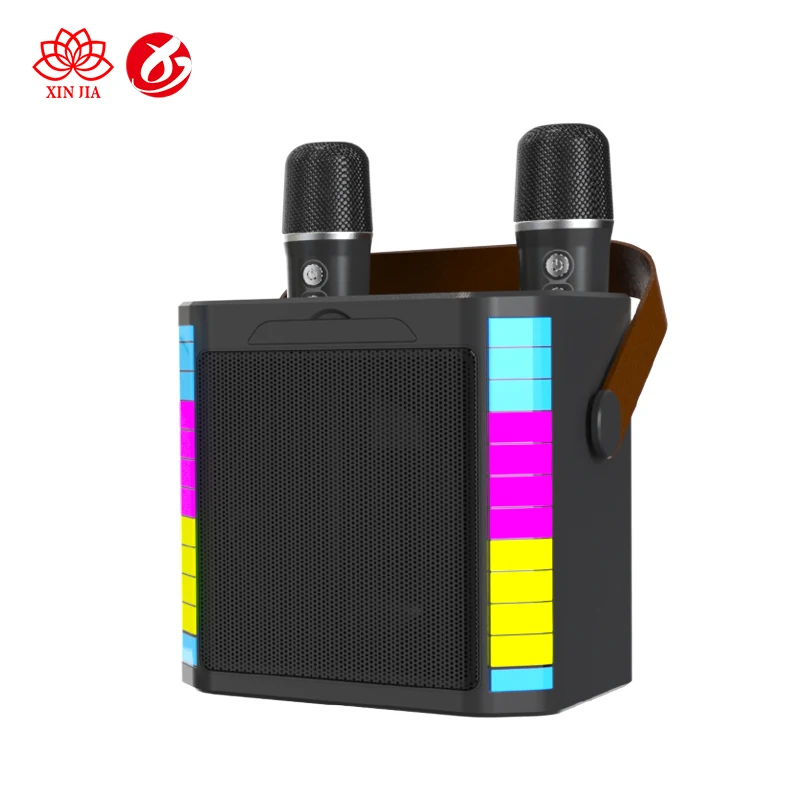 Altavoz Bluetooth Para Karaoke Con Doble Micrófono Y Luz Led (negro), Compatible Con Entrada Tf/aux.