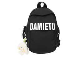 Mochila elegante con colgante, ligera y resistente, ideal para estudiantes y viajeros. Color negro.