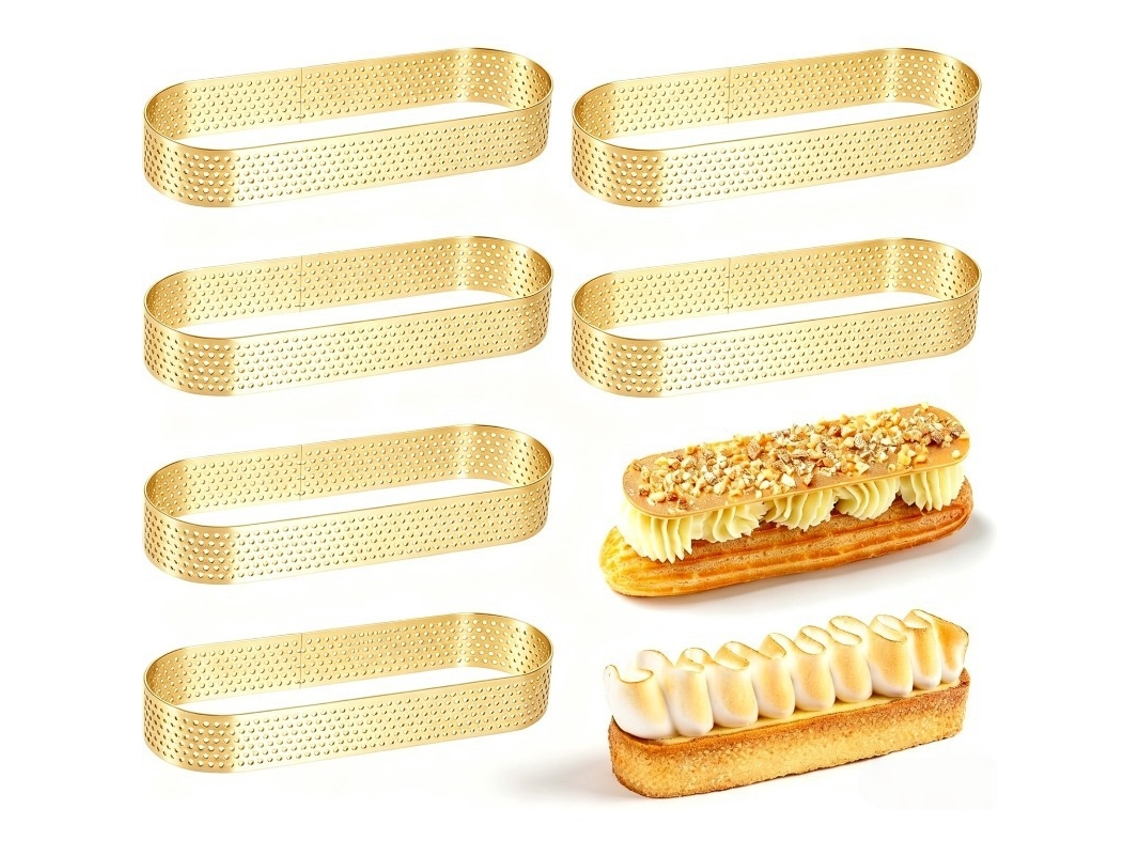 6 Aros de Tarte Oval CHRUI 5 Polegadas em Aço Perfurado