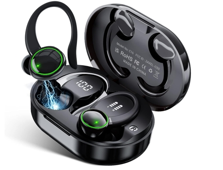 Auriculares inalámbricos, Auriculares inalámbricos con Control táctil LED Dual 40H con Gancho para la Oreja, Auriculares Impermeables IP7, CHRONUS
