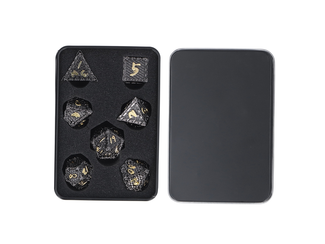 Bj-conjunto De 7 Dados Metálicos Poliedros Para Rpg Com Caixa De Armazenamento Jogo De Rol Regalo Ideal Para Adolescentes Adultos