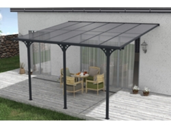 Cazeboo Pérgola Cubierta para Terraza de Aluminio Premium, gris 4x3 m KLEO