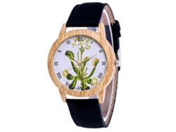 Reloj De Cuarzo Informal Para Parejas Con Correa Vaquera De Estampado Sencillo - Negro