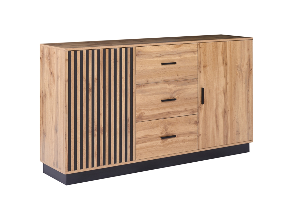 Aparador De Duas Portas Beliani Manaia De Mdf Castanho 160x38x91