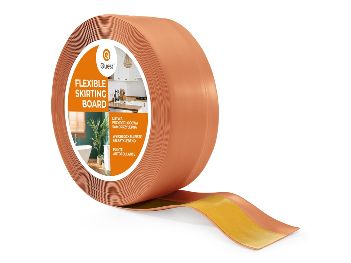 Zócalo de PVC de 20 mm, 20 m, flexible, autoadhesivo, suave, Quest Brick