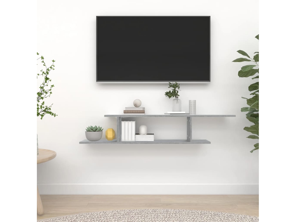 Estante De Pared Para Tv Madera Gris Sonoma 125x18x23 Cm