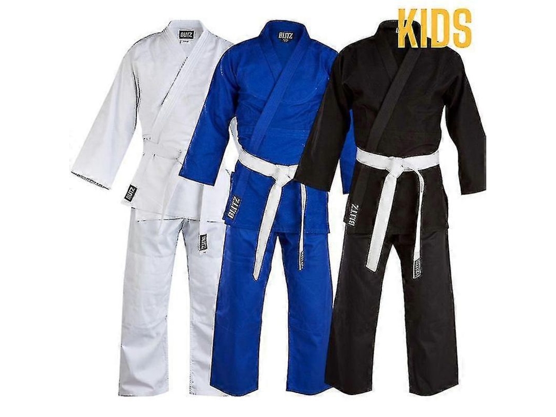 Traje De Judo Infantil Deportivo De Algodón Negro-azul Yvan130cm 350g Con Cinturón Blanco 130 Cm Azul